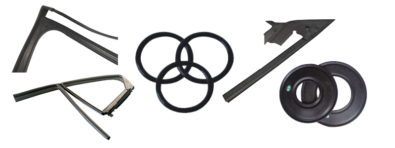 End Products of this C-frame rubber injection molding machine